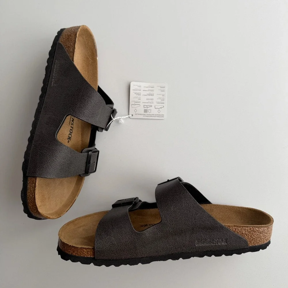 Birkenstock NWT Arizona Anthracite Vegan Birko Flor Comfort Sandals EU 42 US 9